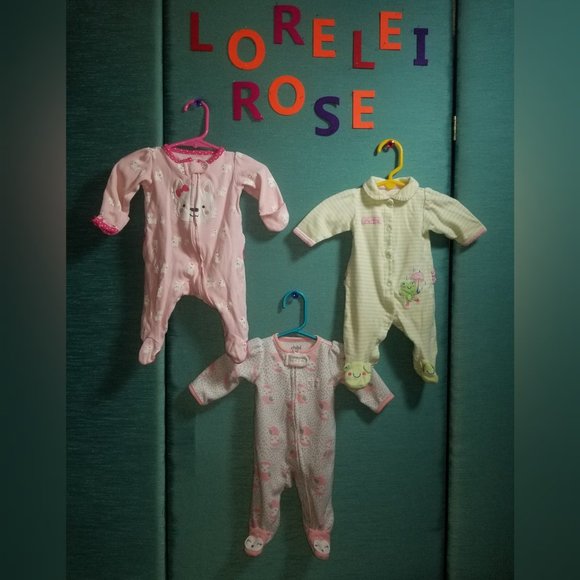 Just One You & Child of Mine by Carter's Other - Newborn Girls Pajama Trio